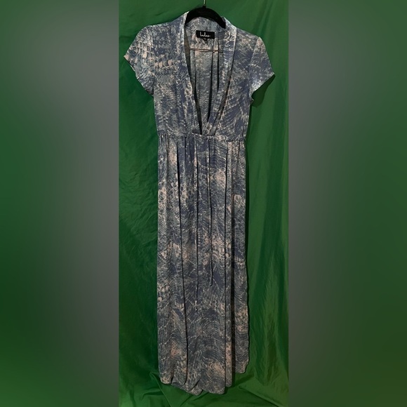 Lulu's Blue and White Maxi Dress with Slit size XS - Picture 3 of 6